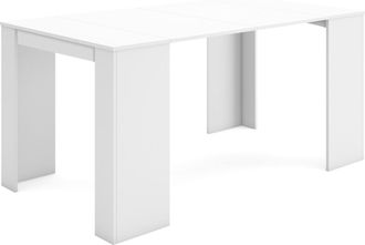 Skraut Home Skraut Home - Mesa Consola Extensible, Mesa Comedor Plegable, 160, Para 8 Comensales, Comedor Y Cocina, Estilo Moderno, Blanco