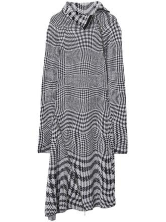 Burberry Warped houndstooth-pattern midi dress - women - Wool/Viscose - S - Black