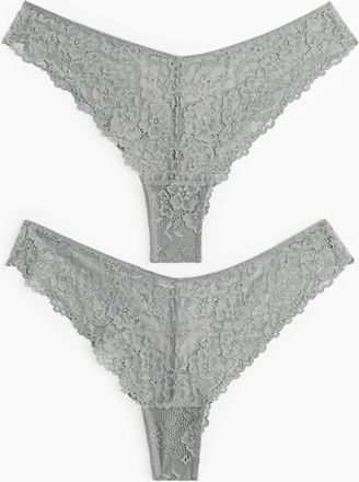 H&M 2er-Pack Brazil Slips aus Spitze - Grau