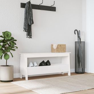 vidaXL Vidaxl - Banco De Recibidor Madera Maciza De Pino Blanco 100x28x45 Cm