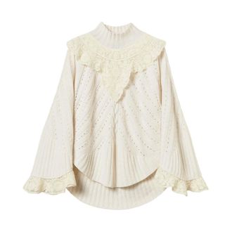 Twinset Turtlenecks, female, White, Size: M Oversized Turtleneck Sweater