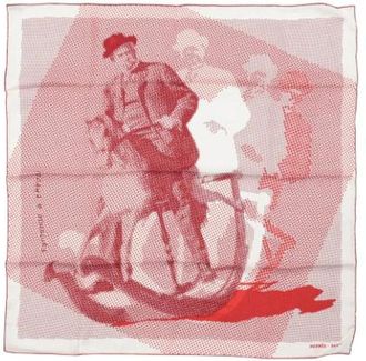 Herm&egrave;s Pre-owned Scarves, female, Red, Size: ONE SIZE Pre-owned Fantaisie a Cheval Scarf