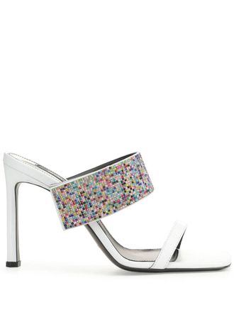 Sergio Rossi sr Paris 95mm rhinestone-embellished leather sandals - White