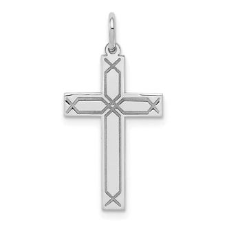 Diamond2Deal 14K White Gold Laser Designed Cross Charm Pendant