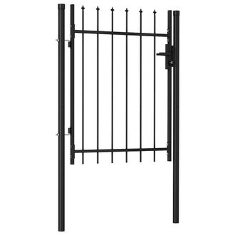 Berkfield Home Fence Gate Single Door with Spike Top Steel 1x1.2 m Black