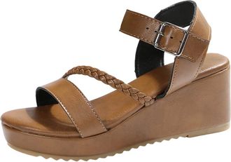 Generic Strappy Sandals for Women Comfortable Casual Ladies Sandal Open Toe Solid Color Stylish Thick Sole Versatile Breathable Wedge Sandals Summer Beach