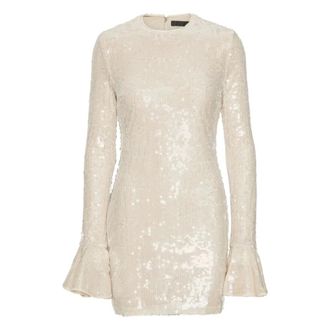 Rotate ROTATE Birger Christensen, Party Dresses, female, Beige, Size: L Sequin Mini Dress