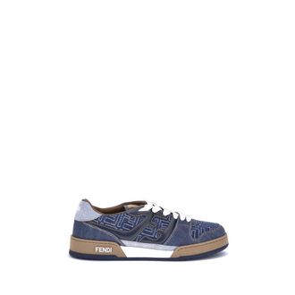 Fendi Mens Denim Logo Sneakers - Dark Blue Cotton - Size EU 44