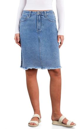 Wash Lab Denim Fray Hem Denim Skirt in Denim Dream at Nordstrom, Size 26