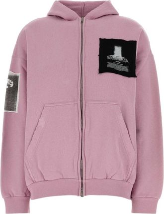 Balenciaga Katoenen jersey zip-up hoodie - Heren - Sweatshirts & Hoodies - Roze - Maat: XS Katoen