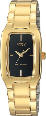 Casio Womens Gold-Tone Black Dial Stainless Steel Watch - LTP-1165N-1C-NOBX-EW