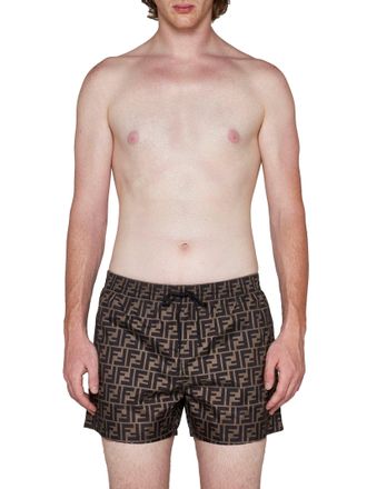 Fendi FF Monogram Nylon Swim Shorts - Brown