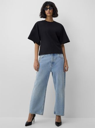 Icone Womens Elbow-length-sleeve cropped T-shirt