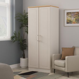 Welcome Furniture Kingston Ready Assembled 2 Door Wardrobe in Kashmir Ash & Modern Oak - Welcome Furniture | TJ Hughes