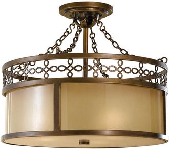 Netlighting Justine 3 Light Semi Flush Ceiling Light Bronze E27