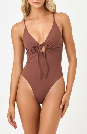 L*Space Piper Keyhole One-Piece Swimsuit in Cafe at Nordstrom, Size X-Small