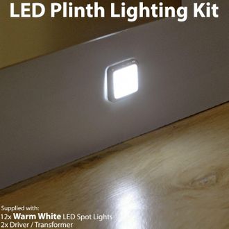 Loops Square LED Plinth Light Kit 12 WARM WHITE Spotlight Kitchen Bathroom Floor Panel