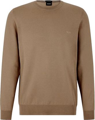 HUGO BOSS Botto-L Trui - Heren - Ronde hals truien - Beige - 3XL - Wol - Truien & Vesten