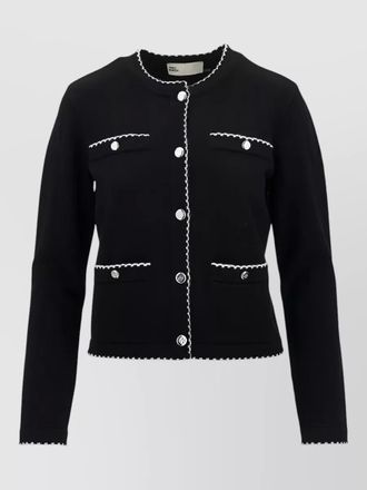 Tory Burch kendra cardigan round neck patch pockets