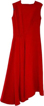 Emilia Wickstead Red Wool Crepe Midi Dress Size S