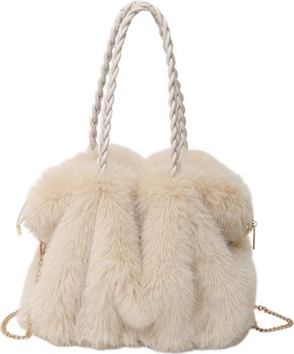 Generic Furry Purse - Plush Faux Material Texture, Adjustable Shoulder Strap Fit, Provides Stylish Storage Function, Large Soft Carry Form for Outdoor Fashion