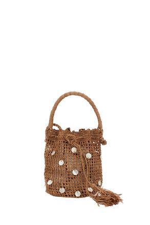Alanui Brown Pearl Precious Moments Raffia Bag