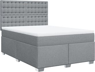 vidaXL Vidaxl - Cama Box Spring Con Colch&oacute;n Tela Gris Claro 140x200 Cm