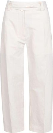 Moncler Genius 1952 Belted Cropped Broek - Dames - Straight fit broeken - Beige - 2XS - Katoen - Broeken