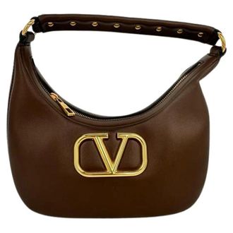 Valentino Pre-owned Stud Sign Hobo Bag - Dames - Pre-owned - Bruin - Maat: ONE Size Leer