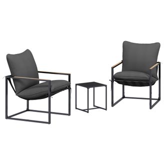 vidaXL Conjunto De Sof&aacute;s De Jard&iacute;n 3 Pcs Negro Y Antracita Acero Vidaxl