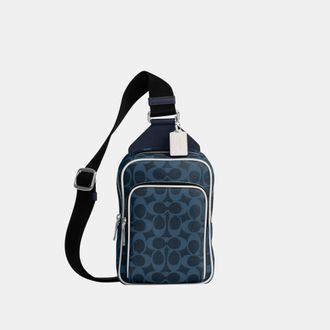 Coach Mens Racer Sling Pack In Signature Canvas - Dark Blue - One Size