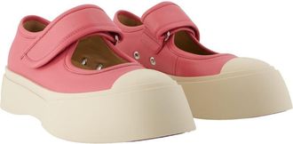 Marni Womens Calfskin Leather Mary Jane Flat Pink