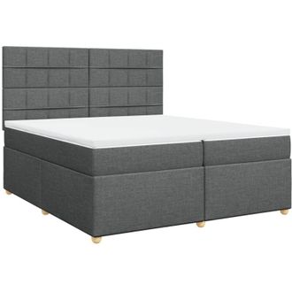 vidaXL Vidaxl - Cama Box Spring Con Colch&oacute;n Tela Gris Oscuro 200x200 Cm