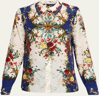 Alice & Olivia Gilded Rose Willa Placket Top