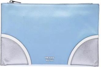 Prada Pre-owned Clutch Bag - Dames - Vintage Clutch - Blauw - ONE Size - Leer - Vintage