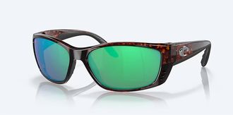Costa Unisex Fisch Polarized Sunglasses In Tortoise Frame Green Mirror Glass