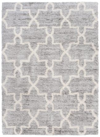 Tapiso Alfombra de sal&oacute;n gris crema tr&eacute;bol marroqu&iacute; shaggy 80 x 150 cm