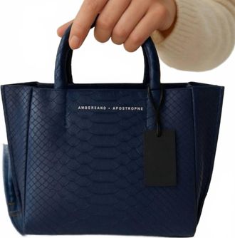 Ampersand As Apostrophe Womens Leather Microtote In Navy