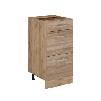Vicco Mueble Bajo De Cocina R-line, Sonoma, 40 Cm Con Cajones, Sin Encimera