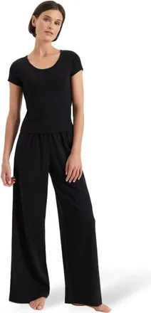 Pact Organic Cotton Pointelle Wide Leg Pant in Black at Nordstrom, Size Xx-Large