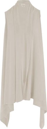 SA SU PHI Lange Kasjmier en Zijde Knit - Dames - Ponchos - Beige - XL - Kasjmier - Jassen