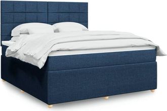 vidaXL Vidaxl - Cama Box Spring Con Colch&oacute;n Tela Azul 180x200 Cm