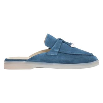 Estro & Luminara Mules, female, Blue, Size: 10 US Womens Blue Mules made of Soft Premium Italian Genuine Velour Estro Er00119612