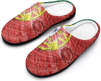 Generic Portugal Wooden Flag Mens Cozy Cotton Slippers with Memory Foam Lightweight Anti-skid House Shoes for Indoor Outdoor