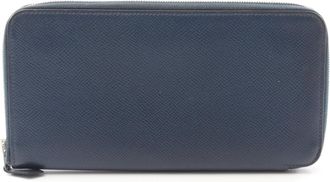 Hermès Navy Leather Long Wallet (Bi-Fold) (Pre-Owned)