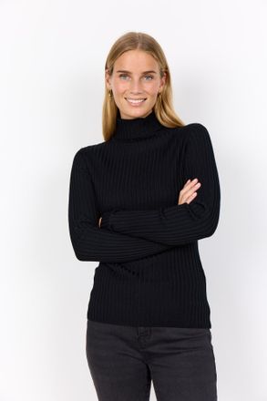 Soyaconcept Rollkragenpullover SOYACONCEPT SC-DOLLIE 483, Damen, Gr. M, schwarz (9999 schwarz), Rippstrick, Obermaterial: 75% Viskose, 25% Nylon, unifarben, figur