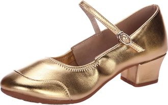 Generic Hallux Shoes Women Red Plain Buckle for Women with Two Point Sole Rubber Low Heel Thick Heel Dance Shoes Sandals Women Sporty, gold, 6 UK