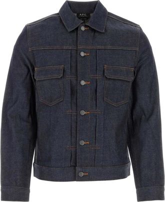 A.P.C. Donkerblauwe spijkerjas - Stijlvol en trendy - Heren - Spijkerjassen - Blauw - XL - Denim - Jassen