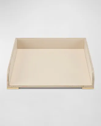 Aerin Classic Croc-Embossed Leather Paper Tray