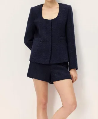 Elodie Eira Tweed Jacket In Navy